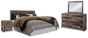 Derekson Multi Gray King Panel Headboard, Dresser, Mirror and Nightstand - B200B47