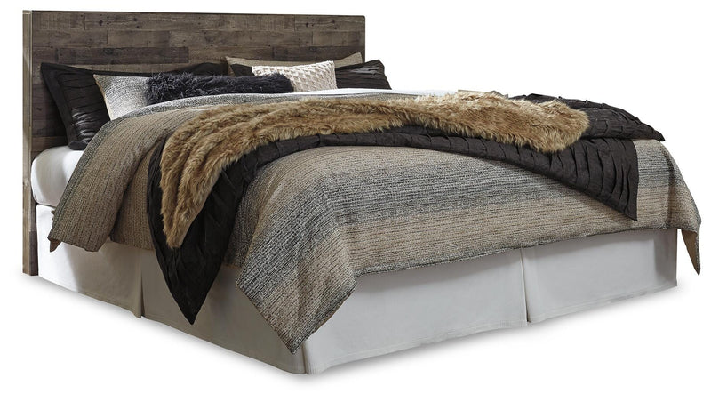 Derekson Multi Gray King Panel Headboard, Dresser, Mirror and Nightstand - B200B47