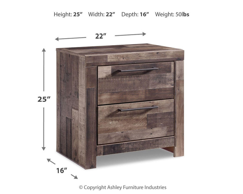 Derekson Multi Gray King Panel Headboard, Dresser, Mirror and Nightstand - B200B47