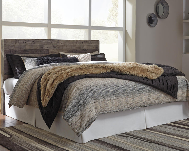 Derekson Multi Gray King Panel Headboard, Dresser, Mirror and Nightstand - B200B47