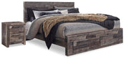 Derekson Multi Gray King Panel Storage Bed and 2 Nightstands - B200B55