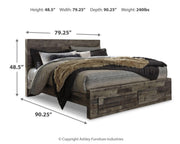 Derekson Multi Gray King Panel Storage Bed and 2 Nightstands - B200B55