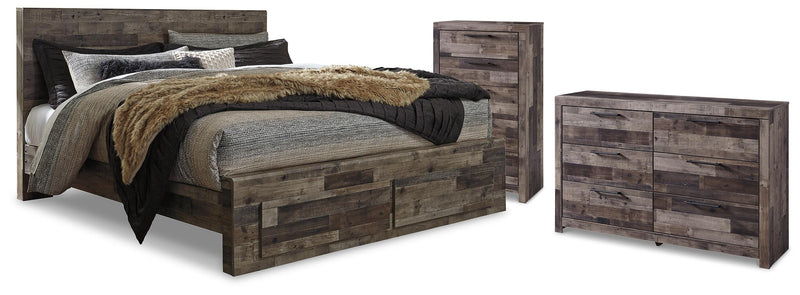 Derekson Multi Gray King Storage Bed, Dresser and Chest - B200B76