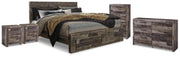 Derekson Multi Gray King Storage Bed, Dresser, Chest and 2 Nightstands - B200B80