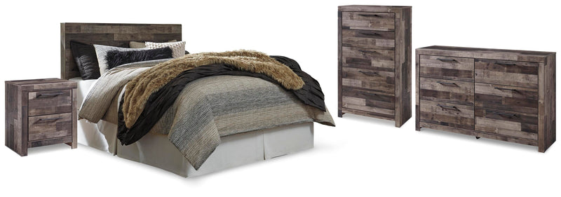 Derekson Multi Gray Queen Panel Headboard, Dresser, Chest and Nightstand - B200B56