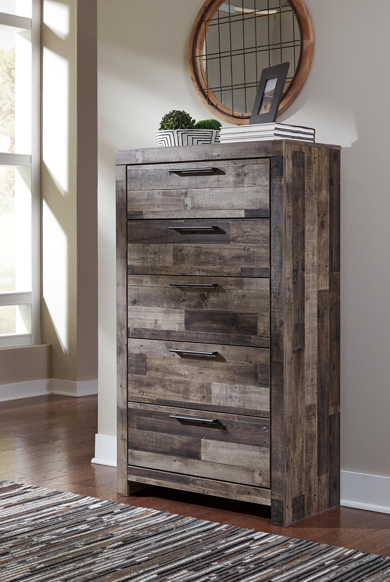 Derekson Multi Gray Queen Panel Storage Bed, 2 Chests and 2 Nightstands - B200B73
