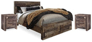 Derekson Multi Gray Queen Panel Storage Bed and 2 Nightstands - B200B48