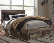 Derekson Multi Gray Queen Panel Storage Bed, Dresser and 2 Nightstand - B200B58