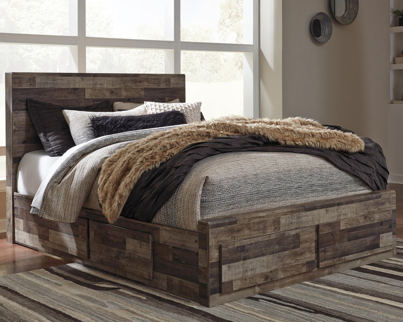 Derekson Multi Gray Queen Panel Storage Bed, Dresser and 2 Nightstand - B200B58