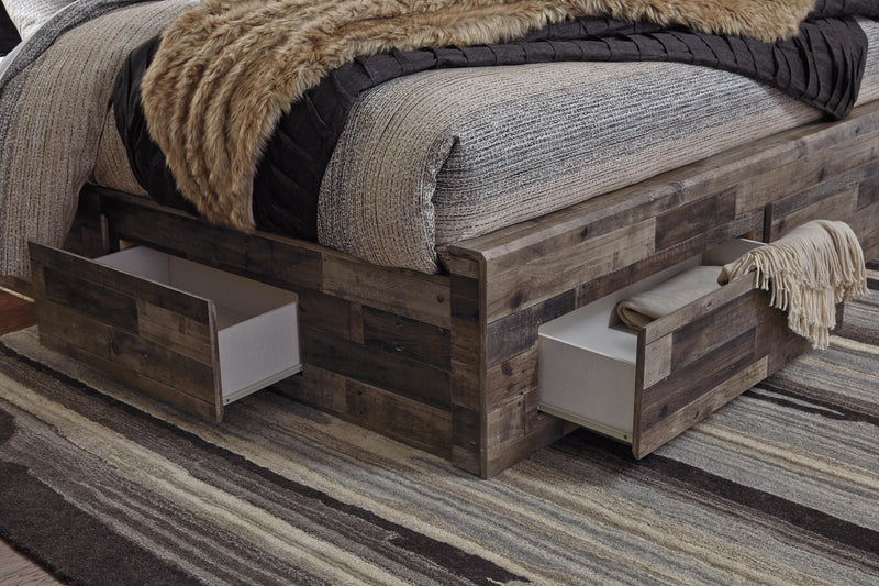 Derekson Multi Gray Queen Panel Storage Bed, Dresser and 2 Nightstand - B200B58