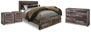 Derekson Multi Gray Queen Panel Storage Bed, Dresser and 2 Nightstands - B200B82