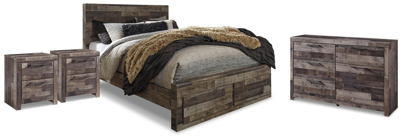 Derekson Multi Gray Queen Panel Storage Bed, Dresser and 2 Nightstands - B200B82