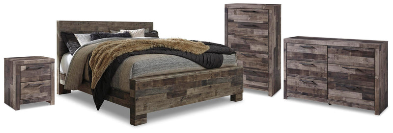 Derekson Multi Gray Queen Panel Storage Bed, Dresser, Chest and Nightstand - B200B84