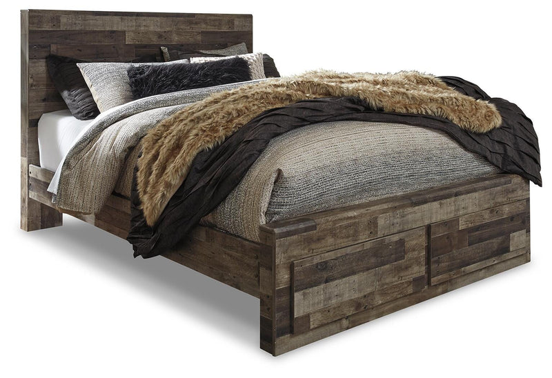 Derekson Multi Gray Queen Panel Storage Bed, Dresser, Mirror and 2 Nightstands - B200B49