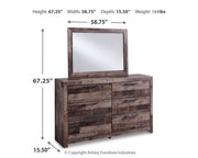 Derekson Multi Gray Queen Panel Storage Bed, Dresser, Mirror and 2 Nightstands - B200B49