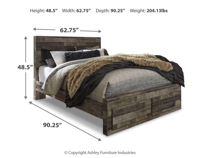 Derekson Multi Gray Queen Panel Storage Bed, Dresser, Mirror and 2 Nightstands - B200B49