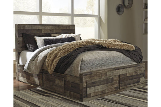 Derekson Multi Gray Queen Platform Bed with 4 Storage Drawers - Gate FurnitureQueen Bed