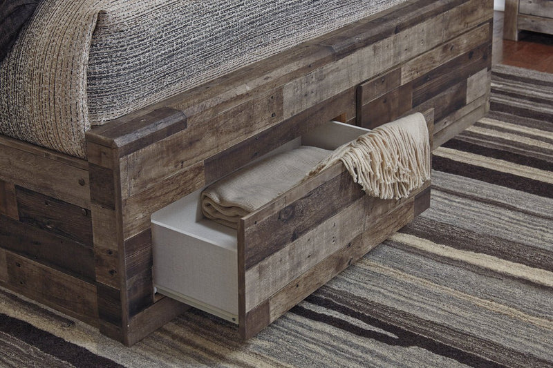 Derekson Multi Gray Queen Platform Bed with 6 Storage Drawers - Gate FurnitureQueen Bed