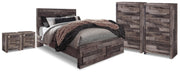 Derekson Multi Gray Queen Storage Bed, 2 Chests and 2 Nightstands - B200B71