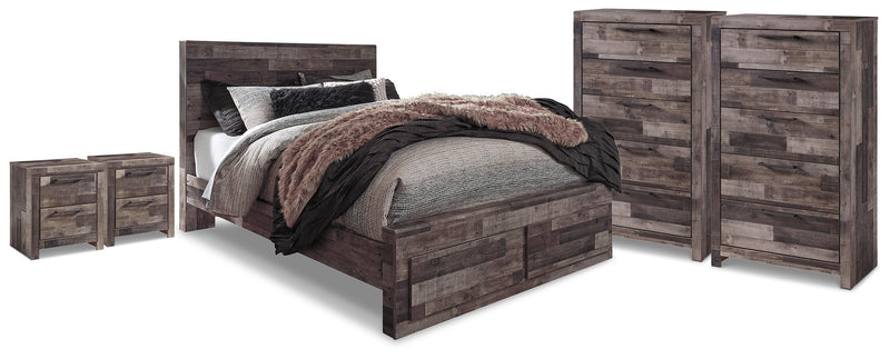 Derekson Multi Gray Queen Storage Bed, 2 Chests and 2 Nightstands - B200B71