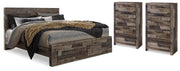 Derekson Multi Gray Queen Storage Bed and 2 Chests - B200B67