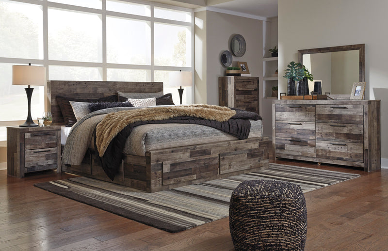 Derekson Multi Gray Side/Footboard Storage Platform Bedroom Set - Gate FurnitureBedroom Set