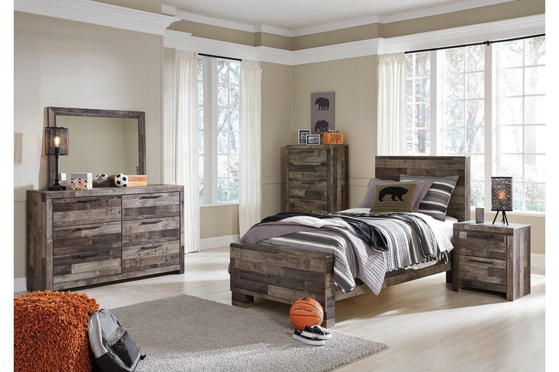 Derekson Multi Gray Twin Panel Bed - Gate FurnitureTwin Bed