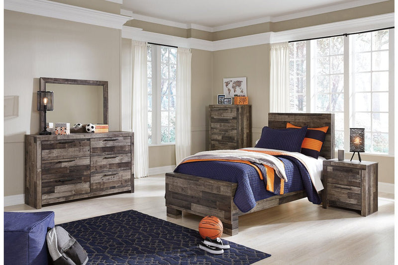 Derekson Multi Gray Twin Panel Bed - Gate FurnitureTwin Bed