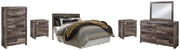 Derekson Queen/Full Panel Headboard Bed with Mirrored Dresser, Chest and 2 Nightstands in Multi Gray from Ashley - Luna Furniture