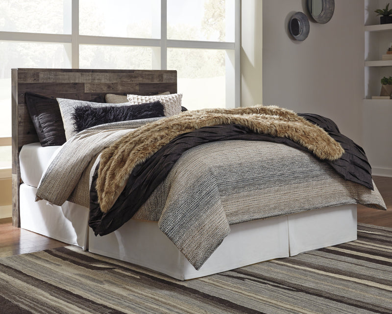 Derekson Queen/Full Panel Headboard Bed with Mirrored Dresser in Multi Gray from Ashley - Luna Furniture