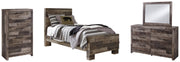 Derekson Twin Panel Bed with Mirrored Dresser and Chest in Multi Gray from Ashley - Luna Furniture