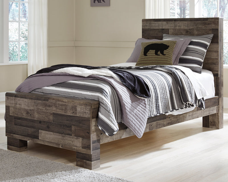Derekson Twin Panel Bed with Mirrored Dresser, Chest and Nightstand in Multi Gray from Ashley - Luna Furniture