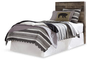 Derekson Twin Panel Headboard Bed with Mirrored Dresser, Chest and Nightstand in Multi Gray - PKG003473
