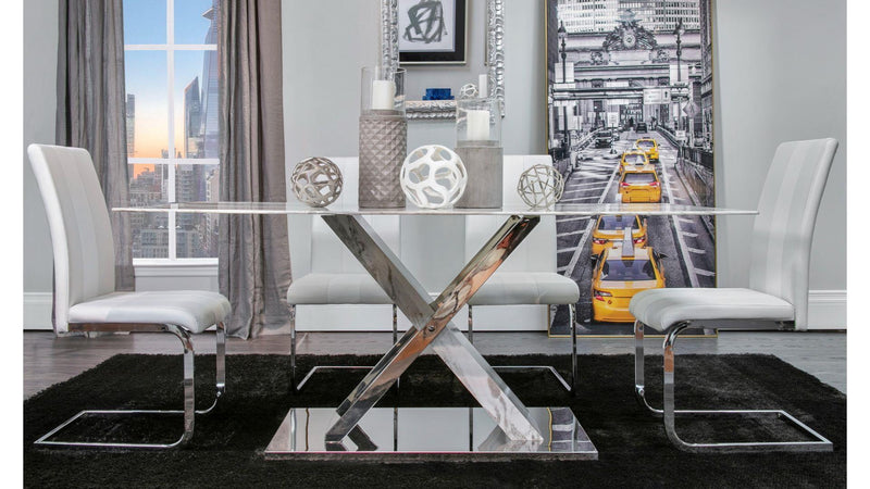 Derry Reading Marble/White Dining Set - Gate FurnitureDining Room Set