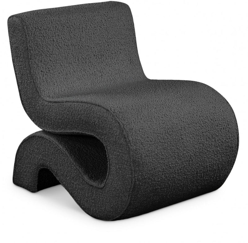 Desiree Boucle Fabric Upholstered Accent Chair in Black - 599Black