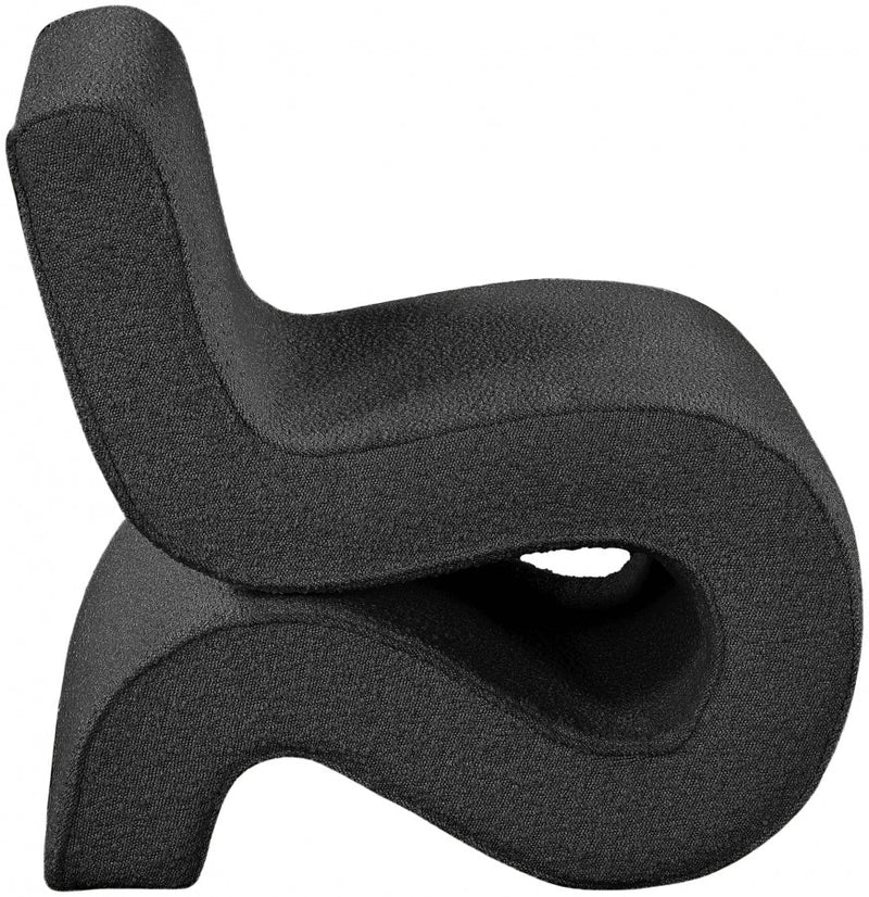 Desiree Boucle Fabric Upholstered Accent Chair in Black - 599Black