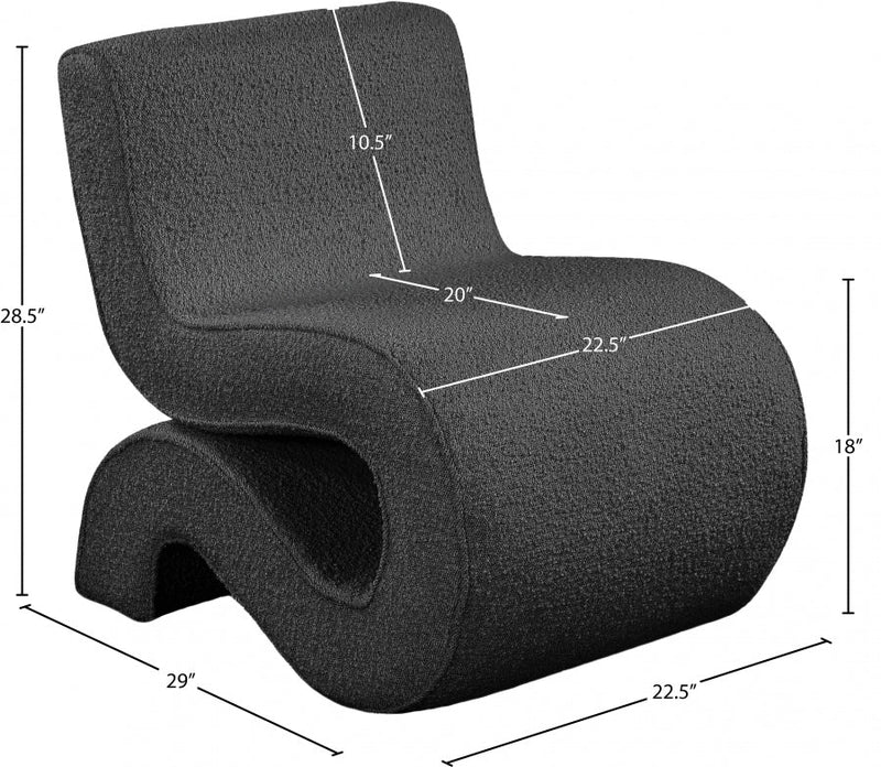 Desiree Boucle Fabric Upholstered Accent Chair in Black - 599Black