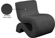 Desiree Boucle Fabric Upholstered Accent Chair in Black - 599Black