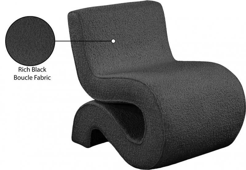 Desiree Boucle Fabric Upholstered Accent Chair in Black - 599Black