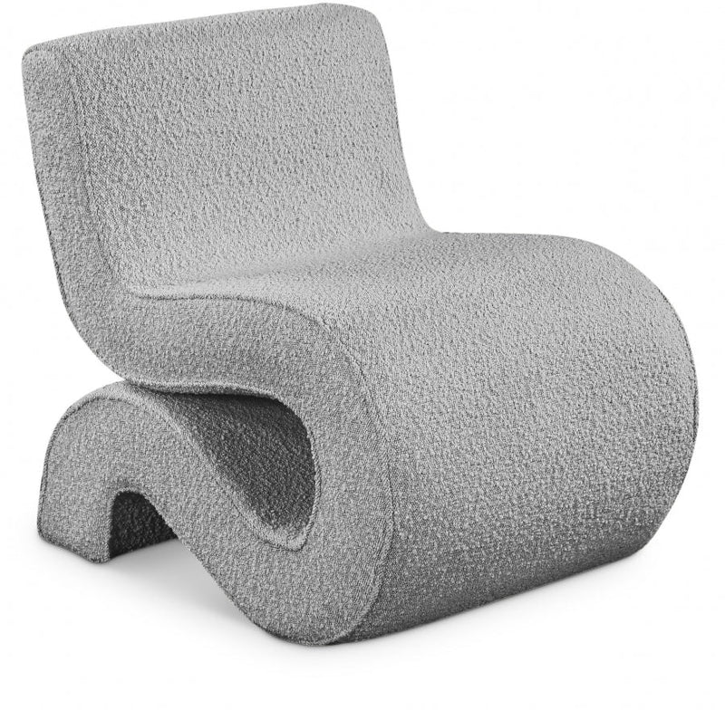 Desiree Boucle Fabric Upholstered Accent Chair in Grey - 599Grey