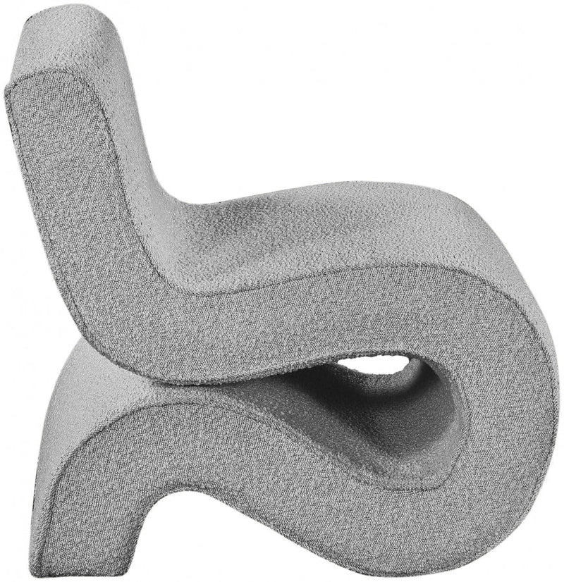 Desiree Boucle Fabric Upholstered Accent Chair in Grey - 599Grey