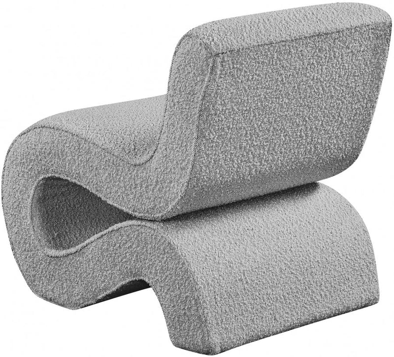 Desiree Boucle Fabric Upholstered Accent Chair in Grey - 599Grey