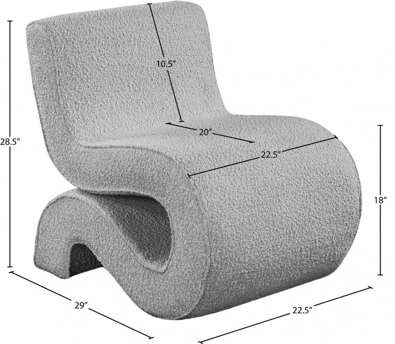 Desiree Boucle Fabric Upholstered Accent Chair in Grey - 599Grey