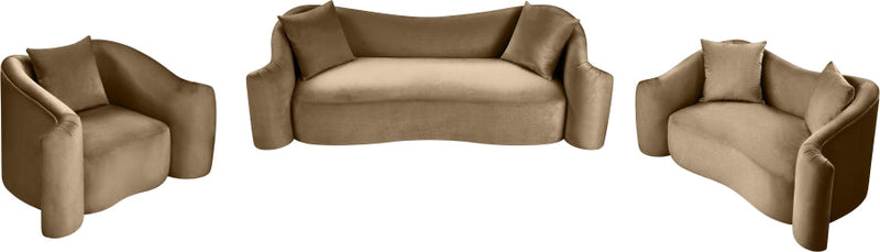 Destin 70" Velvet Upholstered Upholstered Loveseat in Beige - 44052Beige-L