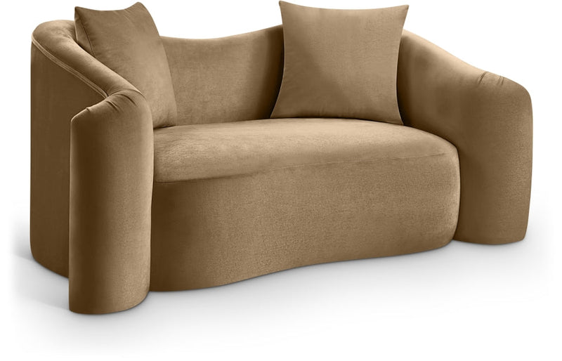 Destin 70" Velvet Upholstered Upholstered Loveseat in Beige - 44052Beige-L