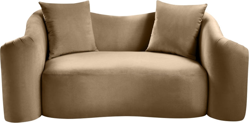 Destin 70" Velvet Upholstered Upholstered Loveseat in Beige - 44052Beige-L
