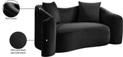 Destin 70" Velvet Upholstered Upholstered Loveseat in Black - 44052Black-L