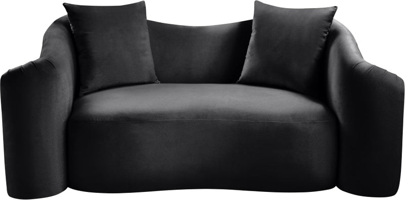Destin 70" Velvet Upholstered Upholstered Loveseat in Black - 44052Black-L