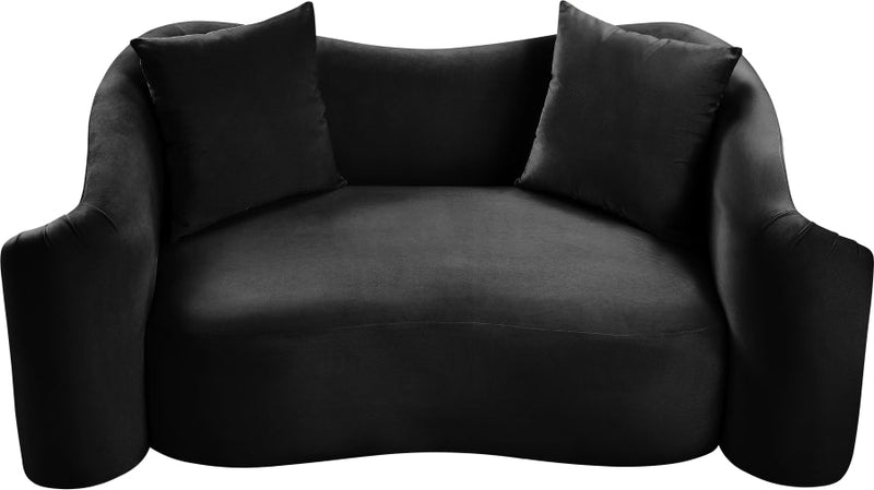 Destin 70" Velvet Upholstered Upholstered Loveseat in Black - 44052Black-L