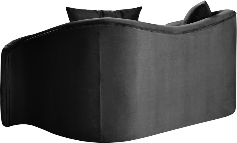Destin 70" Velvet Upholstered Upholstered Loveseat in Black - 44052Black-L